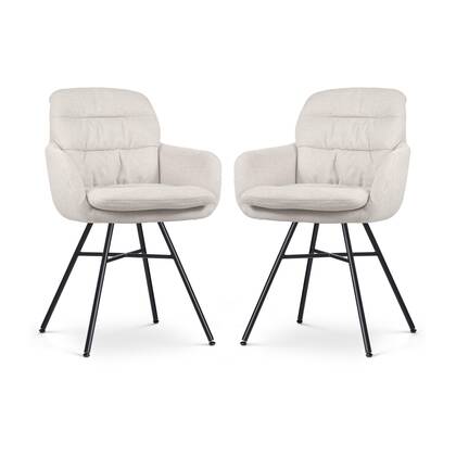Nolon Noa-Mia Eetkamerstoelen Set van 2 - Beige - Zwarte Poten