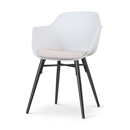 Nolon Nena-Liz Eetkamerstoel Wit - Beige - Zwarte Houten Poten
