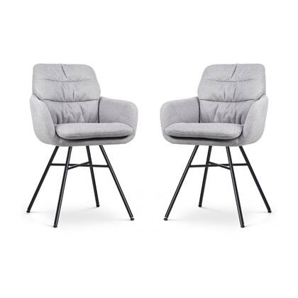 Nolon Noa-Mia Eetkamerstoelen Set van 2 - Grijs - Zwarte Poten