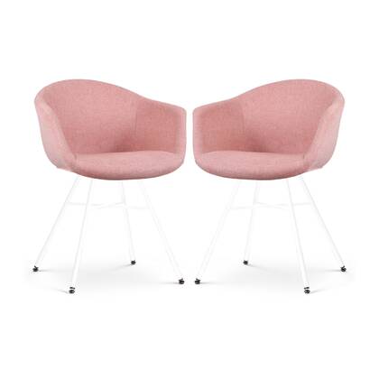 Nolon Noa-Otis Eetkamerstoelen Set van 2 - Zacht Roze - Witte Poten