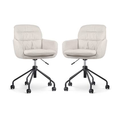 Nolon Nout-Mia Bureaustoelen Set van 2 - Beige - Zwart Onderstel