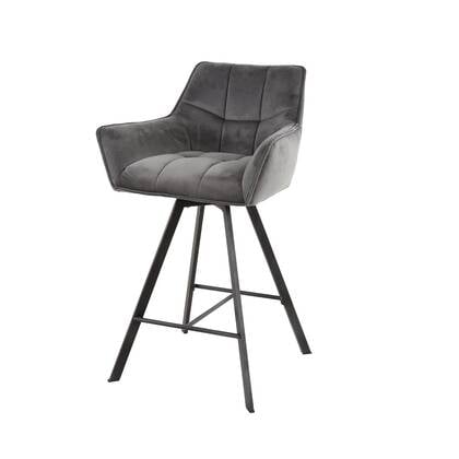 AnLi Style Barstoel raster draaibaar - Antraciet velours - set van 2