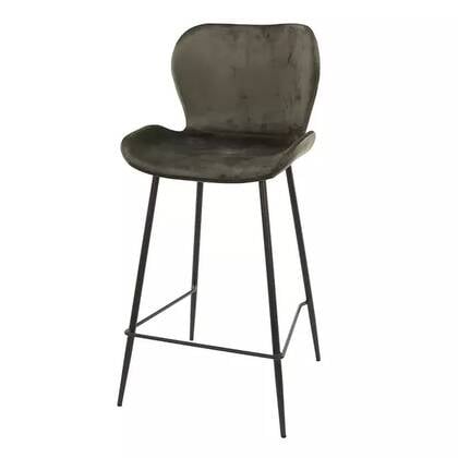 AnLi Style Barstoel velvet ronde buis - Velours antraciet - set van 4