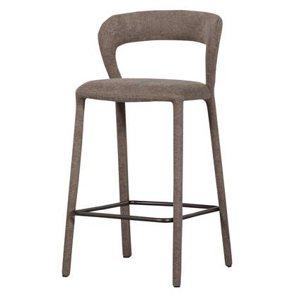 WOOOD Noble Barstoel - Geweven Stof - Taupe - 95x48x52