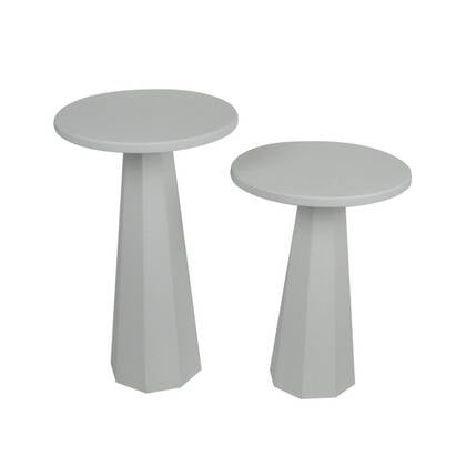 Calicosy - Set 2 ronde bijzettafels LILYUM - H47 | H57 cm - Wit