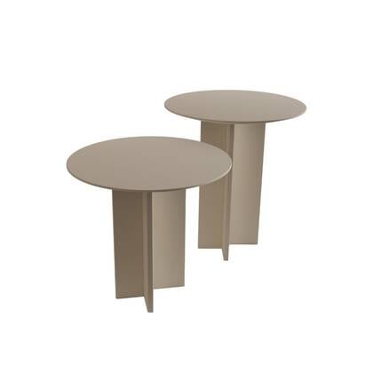 Calicosy - Set 2 ronde bijzettafels LEO - H45 | H55 cm - Beige