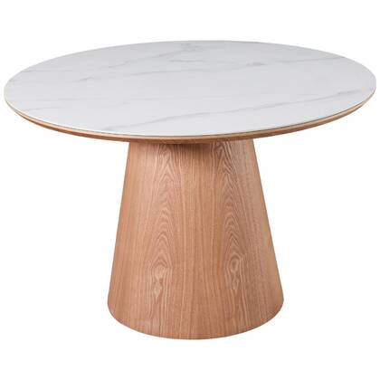Giga Meubel - Eettafel Wit Keramiek|Naturel - Ø115x77cm - Alba
