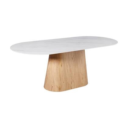 Giga Meubel - Eettafel Wit Keramiek|Naturel - 200x90x75cm - Madia