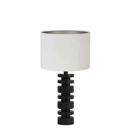 Light & Living Tafellamp Desley|Velours - Zwart|Wit - Ø25x54cm afbeelding