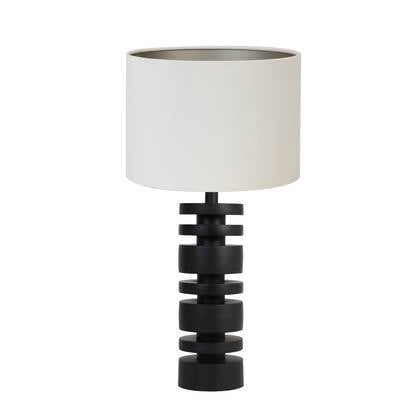 Light & Living Tafellamp Desley|Velours - Zwart|Wit - Ø25x58cm afbeelding
