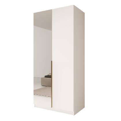 Meubella - Kledingkast Bruno 2 - Wit - 100 cm - Met spiegel