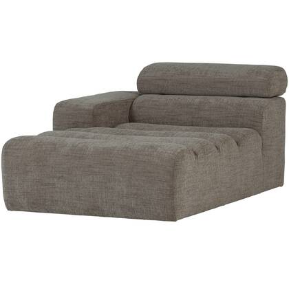 WOOOD Novi Chaise Longue Element Arm Links - Polyester- Grijs Melange