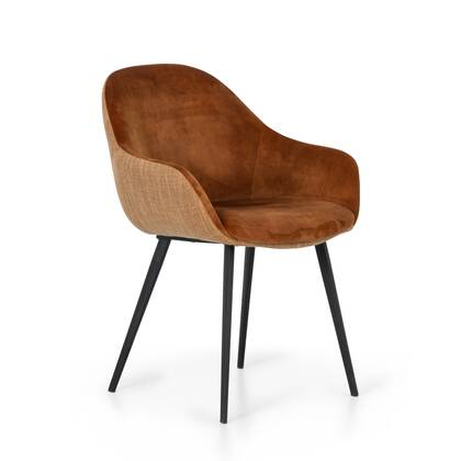 Eetkamerstoel Nora - Bruin - Velvet | Textiel | Metaal