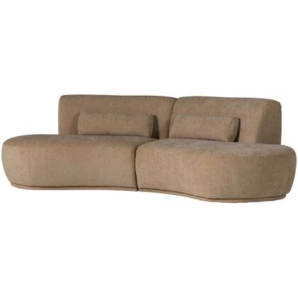 WOOOD Batavier Half Ronde Bank 4-Zits - Polyester - Velvet Lichtbruin