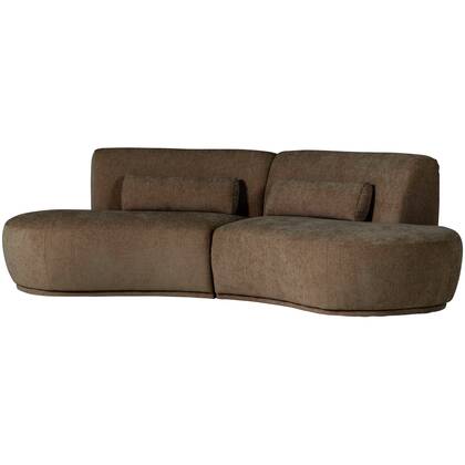 WOOOD Batavier Half Ronde Bank 4-Zits - Polyester - Velvet Bruin