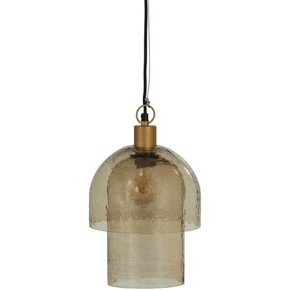 WOOOD Gigi Hanglamp Dubbele Kap - Gehamerd Glas - Naturel - 31x22x22 afbeelding