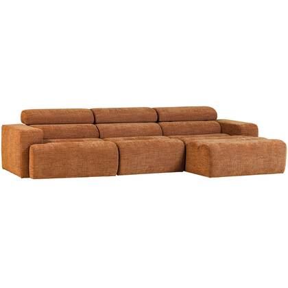 WOOOD Novi Chaise Longue Bank Rechts - Polyester - Oranje Melange
