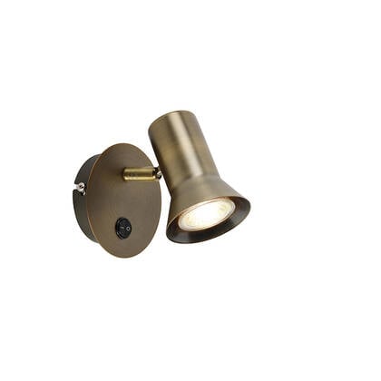 QAZQA Smart wandspot brons draai- en kantelbaar met schakelaar incl. afbeelding