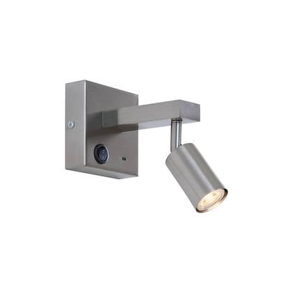 QAZQA Moderne wandlamp staal met USB-C kantelbaar - Rex afbeelding