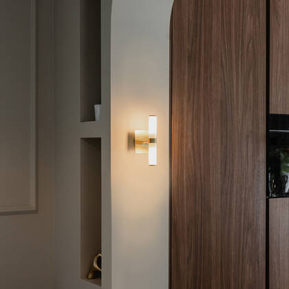 QAZQA Smart badkamer wandlamp goud IP44 2-lichts incl. 2 Wifi G9 - afbeelding