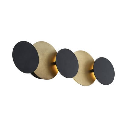 QAZQA Moderne wandlamp zwart met goud incl. LED 3-staps dimbaar afbeelding