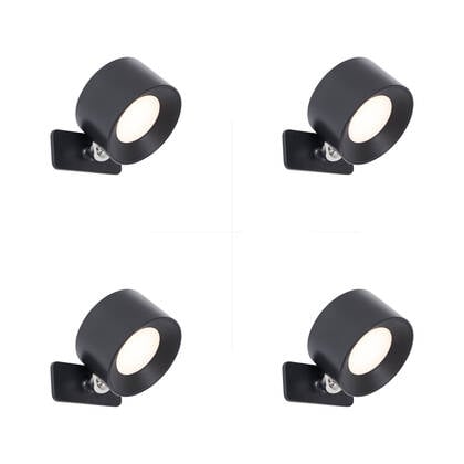 QAZQA Set van 4 moderne wand- plafondlampen zwart incl. LED afbeelding