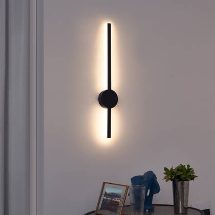 QAZQA Moderne wandlamp zwart 60cm incl. LED - Clockwise afbeelding