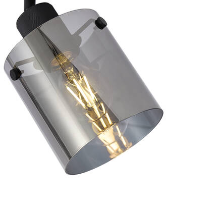 QAZQA Design wandspot zwart met smoke glas - Domo afbeelding