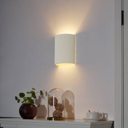 QAZQA Scandinavische wandlamp beige ovaal - Plaster afbeelding