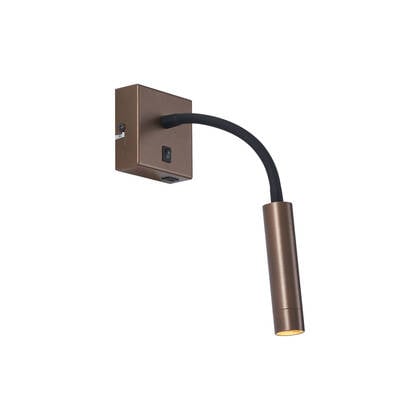 QAZQA Moderne wandlamp brons met USB-C poort - Gosna afbeelding