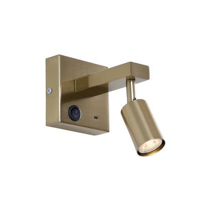 QAZQA Moderne wandlamp goud met USB-C kantelbaar - Rex afbeelding