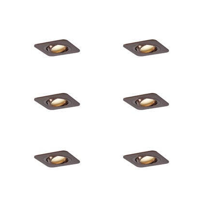 QAZQA Set van 6 afgeronde inbouwspots donkerbrons GU10 50mm IP44 - afbeelding