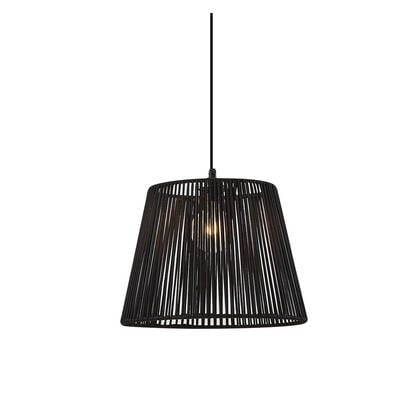 QAZQA Buiten hanglamp zwart met zwarte kap van touw IP44 - Cava Jayla afbeelding
