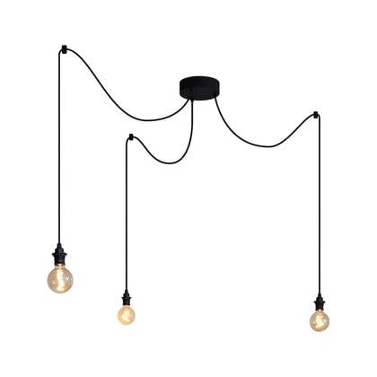 QAZQA Buiten hanglamp zwart 3-lichts IP44 - Cava afbeelding