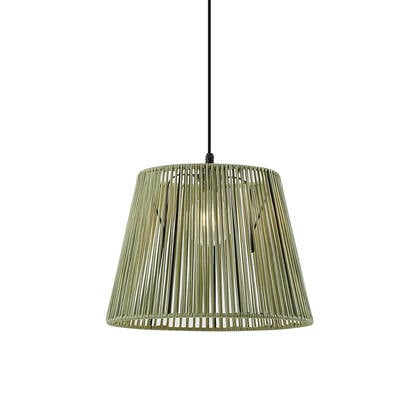 QAZQA Buiten hanglamp zwart met groene kap van touw IP44 - Cava Jayla afbeelding