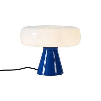 QAZQA Retro tafellamp blauw met wit - Knop afbeelding
