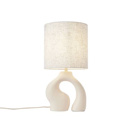 QAZQA Japandi tafellamp beige met linnen kap - Dahlia afbeelding