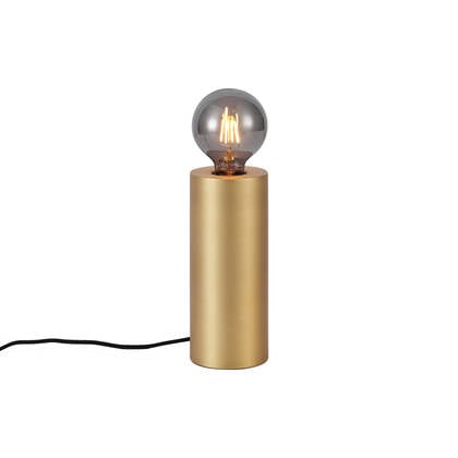 QAZQA Moderne tafellamp messing 24cm - Cylinder afbeelding