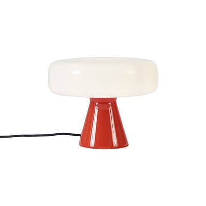 QAZQA Retro tafellamp rood met wit - Knop afbeelding
