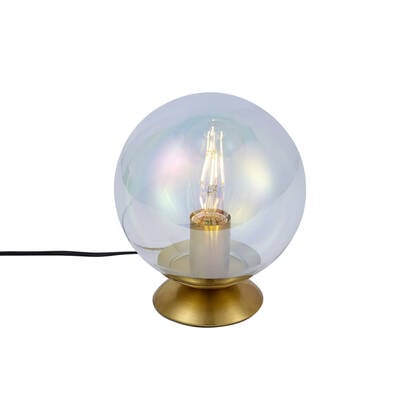 QAZQA Art deco tafellamp messing met smoke regenboog glas - Pallon afbeelding