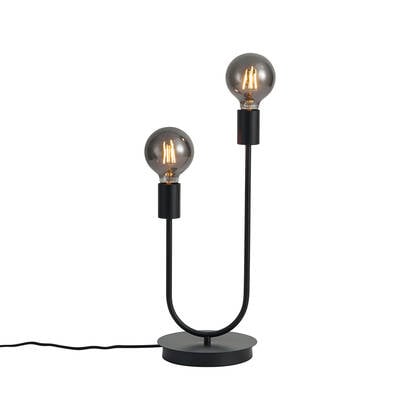 QAZQA Art Deco tafellamp zwart 2-lichts - Tuning afbeelding