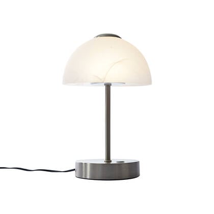 QAZQA Design tafellamp staal met opaal glas incl. LED dimbaar - Joya afbeelding