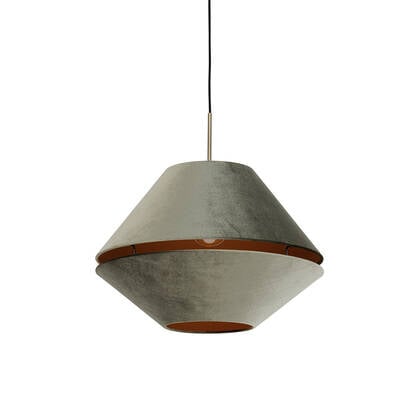QAZQA Moderne hanglamp brons met dubbele velours kap groen - Combi 1 afbeelding
