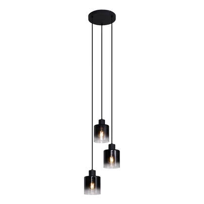 QAZQA Moderne hanglamp zwart met smoke glas 3-lichts - Dame afbeelding