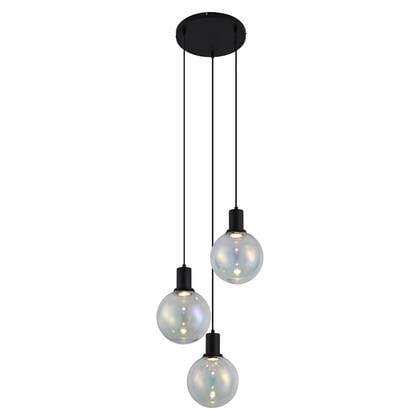QAZQA Design hanglamp zwart met regenboog glas rond 3-lichts - Mallon afbeelding