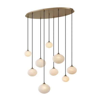 QAZQA Art Deco hanglamp goud met opaal glas 9-lichts - Yani afbeelding