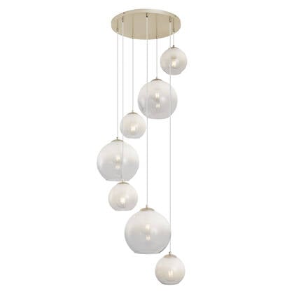 QAZQA Art Deco hanglamp beige met wit glas 7-lichts - Sandra afbeelding