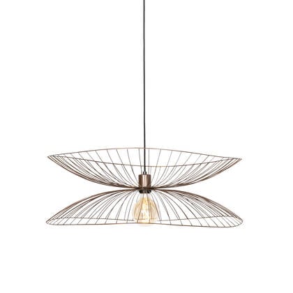 QAZQA Smart hanglamp donkerbrons met dubbele kap incl. Wifi G95 - Pua afbeelding