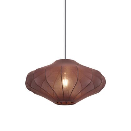 QAZQA Japandi hanglamp bruin met stoffen kap 50cm - Plu afbeelding