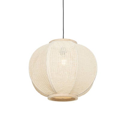 QAZQA Smart hanglamp naturel stof 48 cm incl. Wifi G95 - Rob afbeelding